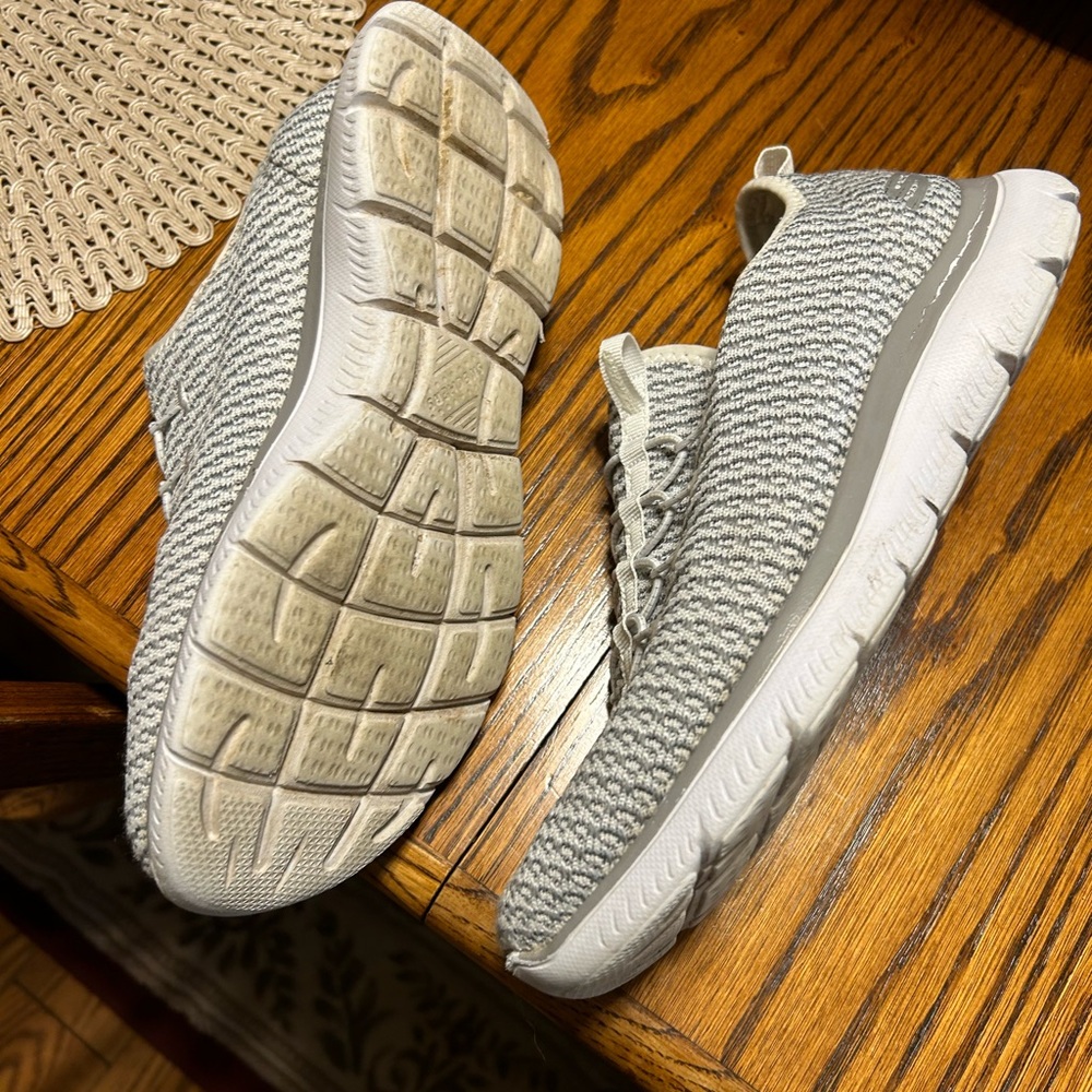 Skechers Women's Gray and White Sneakers